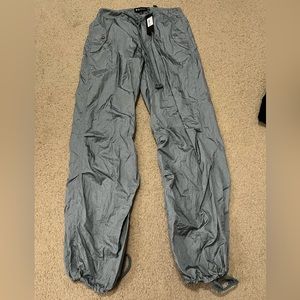 grey parachute pants